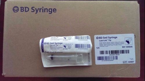 BD Syringe 5ml Luer-Lo #309646 NEW IN SEALED BOX 125/Box