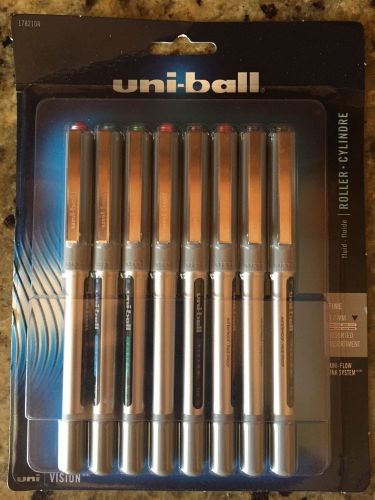 uni-ball VISION NEEDLE Roller Ball 1734916 PENS * FINE POINT * 8 Pack ASSORTED