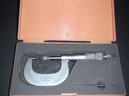 MITUTOYO 122 125 0 - 1 &#034; .0001 &#034; BLADE MICROMETER and CASE