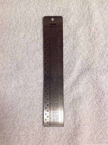 General Hardware Mfg Co No 715 6&#034; Steel Ruler with Tap Drill Reference on Back