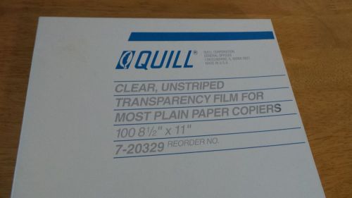 Quill Clear Transparency Film For Laser Printers 100  8-1/2&#034; X 11&#034; NIB