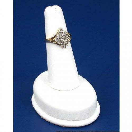 White Faux Leather Ring Finger Display Jewelry Unit
