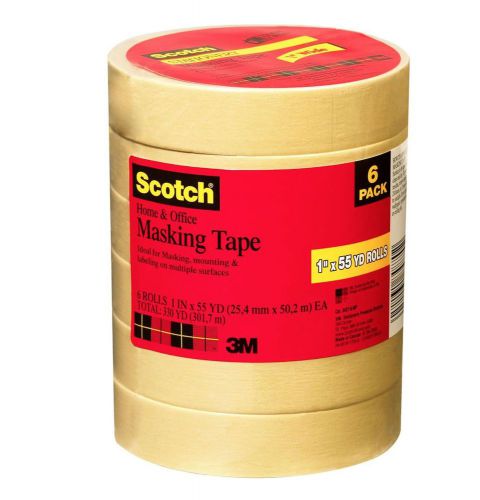 Scotch Masking Tape, 1&#034; x 55 yds., 6 Rolls