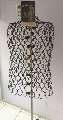 Vintage Dritz My Double Adjustable Wire Mesh Dress Form, Stand &amp; Instruction.