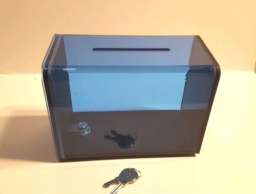 Portable tip box, donation box, counter top charity box, money box! Blue &amp; Black