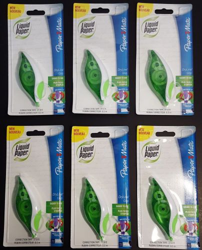 Lot of 6 Paper Mate Liquid Paper Dryline Grip Correction Tape 0.2 X 335in