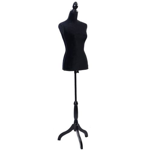 Female Mannequin Torso Dress Form Display With Tripod Stand Black NEW