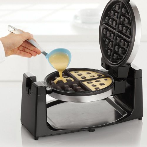 Rotating waffle maker, polished stainless steel for sale
