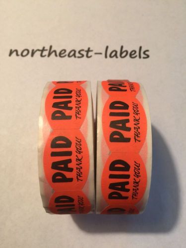 2 rolls (1000 stickers)  paid thank you  smaller size labels  fl. orange &amp; black