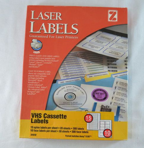 Z-International 31512 VHS Cassette Labels 300 Face, 285 Spine Avery 5199 Format