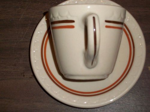 8 SYRACUSE CHINA ECONO-RIM Antique Coffee/Tea CUP &amp; SAUCER RestaurantWare SIGNED