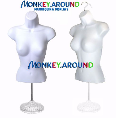 Female mannequin white torso dress body form +1 hanger +1 stand,display clothing for sale