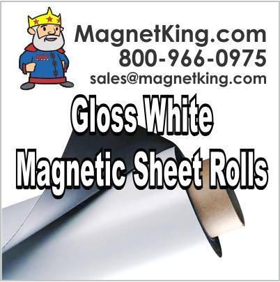 Super glossy blank white flexible fridge magnet material, 24&#034; x 5&#039; roll for sale