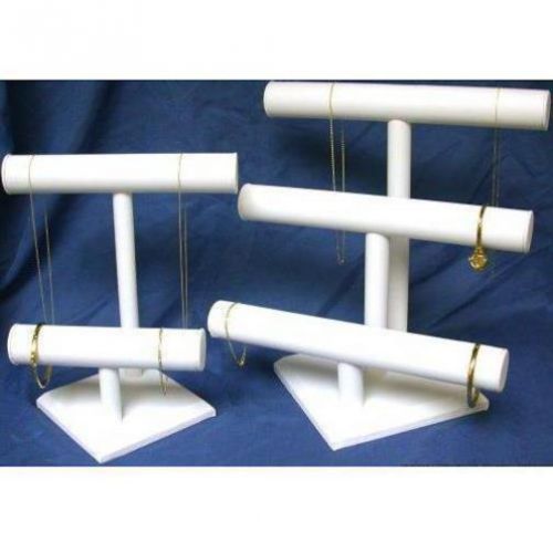 3 &amp; 2 Tier White Faux Leather T-Bar Displays