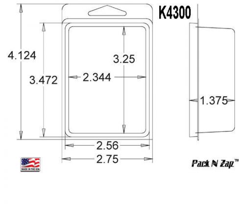 K4300: 875 - 4&#034;H x 3&#034;W x 1.4&#034;D Clamshell Packaging Clear Plastic Blister Pack