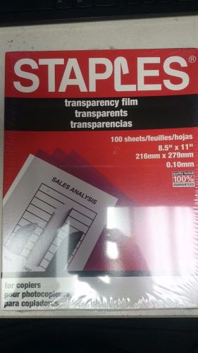 STAPLES transparency Film. Transparencies. 100 Sheets. copiers SL5039