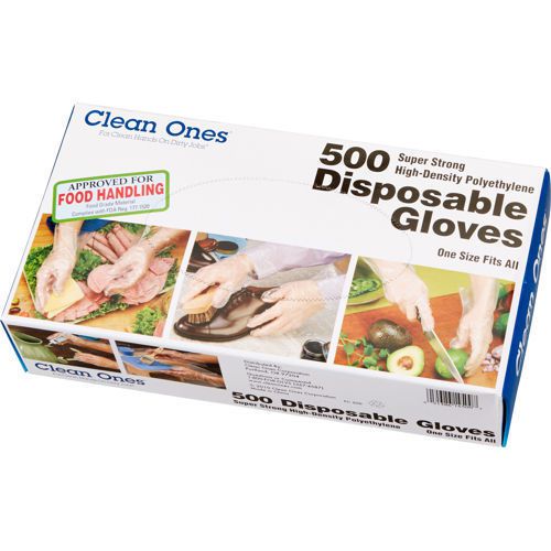 Restaurant Food Service Clean Ones Disposable Gloves, One Size, 500 Gloves