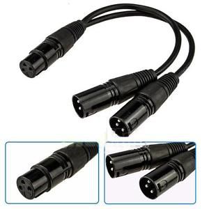 1ft 12-inch Premium XLR (3-Pin) Female Jack to 2-XLR Male Y-Splitter OFC Cable