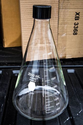 Kimble kimax erlenmeyer glass 2000ml culture shaker flask 26505-2000 for sale