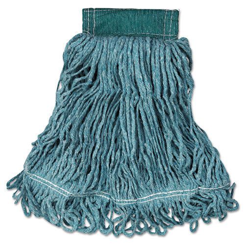 Super Stitch Blend Mop Head, Medium, Cotton/Synthetic, Green, 6/Carton