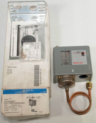 Johnson controls p70ab-12c penn micro set suction pressure control for sale