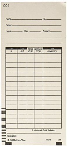 Lathem Time Cards, 2 Sided, Numbered 1-100, 100 per Pack, 7-Feet, White