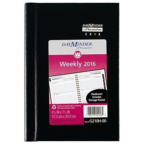DayMinder Premiere Weekly Appointment Book 2016, Wire Bound, Hard Cover, 4.88 x