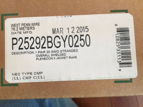 West penn wire 25292b 20/2 stranded bare copper conductors, shielded w/ jacket for sale