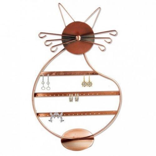 Cat shape copper color metal wire earring holder display stand / jewelry for sale