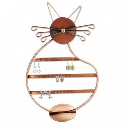 Cat Shape Copper Color Metal Wire Earring Holder Display Stand / Jewelry