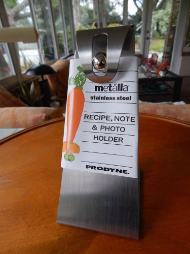 New! metalla prodyne stainless steel recipe note memo photo holder stand frame for sale
