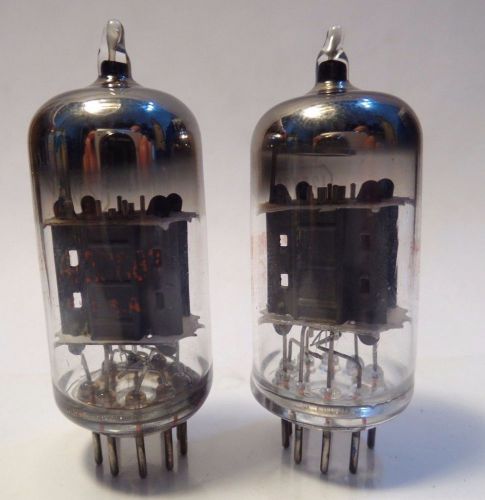 Two RCA Strong 12AX7A Grey Ribbed plate Top O Get Vacuum Tubes