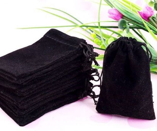 100pcs Black Velvet Pouch Bag Container jewelry christmas wedding Gift Bag