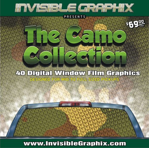 Perforated Camo Window Film Graphic CD Popular Camouflage Designs Hunt Fish Camp