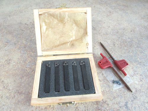 NOS 5 Pc 1/4&#039;&#039; Indexable Turning Tool Set with Carbide Inserts Lathe Tool Holder
