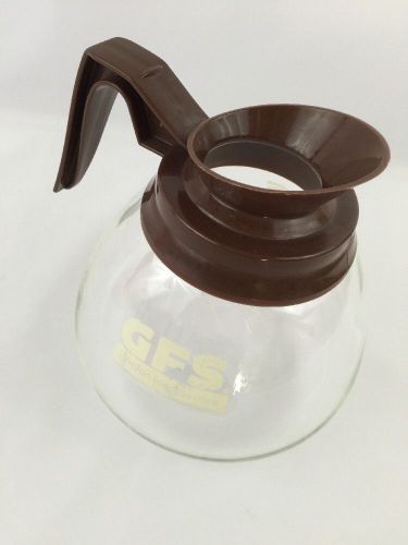 Commercial 12 Cup Coffee Pot Decanter Carafe GFS Advertising Brown Handle