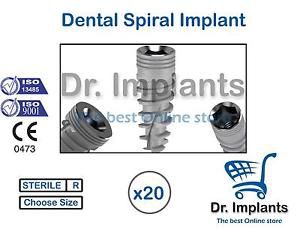 X 20 Dental Titanium Spiral Implant Sterile Sterilized For Internal Hex Lab
