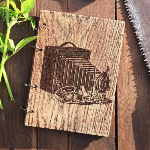 Vintage Seroco Camera wooden (Oak) notebook (personalization available)