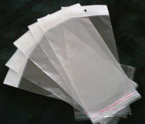 New 100- 3 1/2 x 8  clear resealable poly cello cellophane bags with hang hole for sale