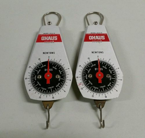 Lot of 2 OHAUS 20N / Dynes 8014-N Metric Dial Spring Scale / Balance - Newtons