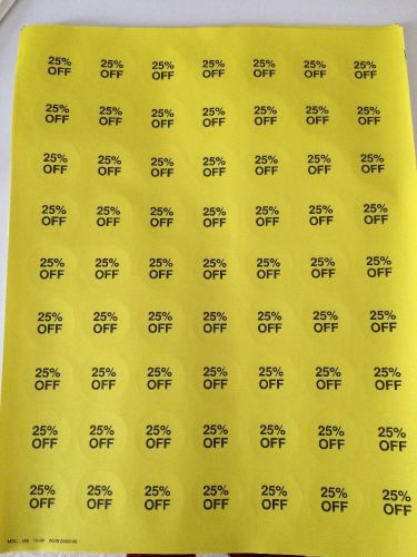 LOT 630 Yellow SALE 25% OFF  Price Labels Stickers Tags Retail Store