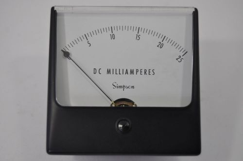 Vintage SIMPSON 1327 0-25mA DC Milliampres Panel Meter NOS with hardware TESTED