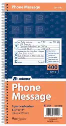 Adams Spiral Bound Phone Message Books - 400 Sheet[s] - Spiral Bound - 2 Part -