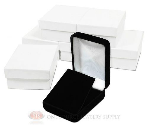 6 piece pendant earring black velvet jewelry boxes 2 1/4&#034;w x 3&#034;d x 1 1/4&#034;h for sale