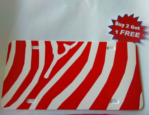 BLANK 6&#034;x12&#034; PLASTIC LICENSE TAG RED ZEBRA PLATE DECAL SUBLIMATION AIR BRUSH