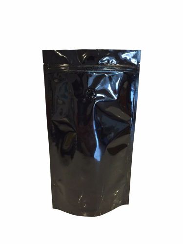 Black mylar stand up bags pouches + zipper + valve 6.5&#034; x 11.5&#034; x 3&#034;(12oz) 100ct for sale
