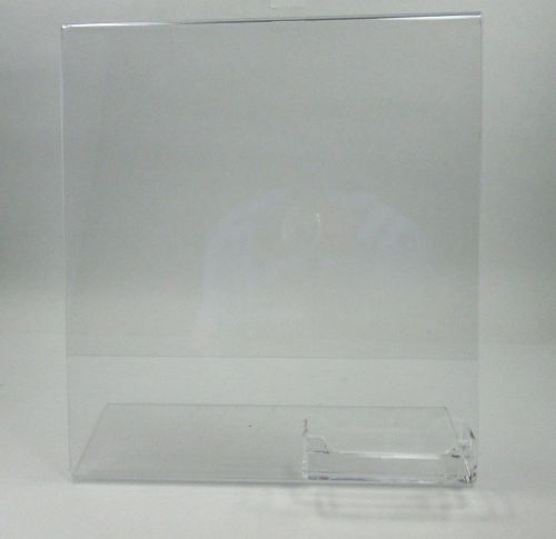 Clear acrylic 8.5x11 slanting slanted sign holder with business card holder
