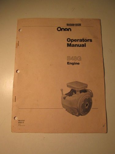 Onan Generators Operators Manual B48G Engine Owners Manual