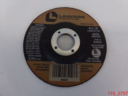Qty=2 Lawson 64007 Metal A60T-27 4-1/2&#034; x .045&#034; x 7/8&#034; Cutoff Grind Sanding Disc