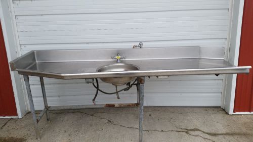 96&#034; Right Side Soil Table Sink Stainless Steel 6&#034; Backsplash